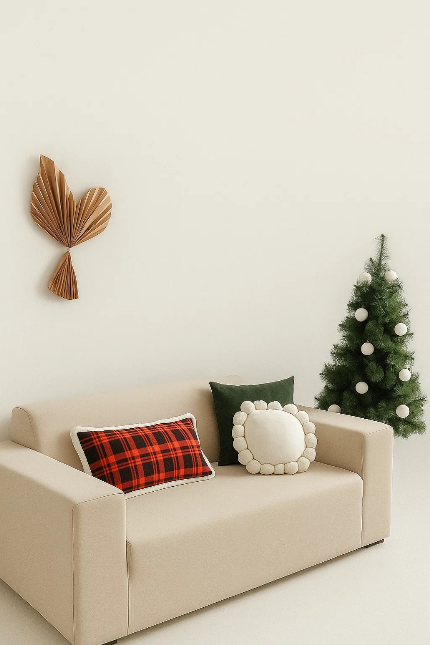 SET NAVIDEÑO CUADROS Y POMPONES ESTILO NÓRDICO 45X45CM ZALMOHADAS - 2