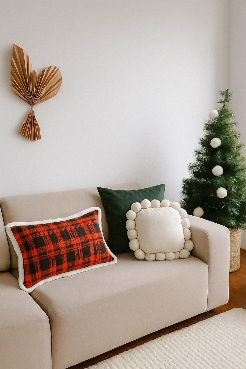 SET NAVIDEÑO CUADROS Y POMPONES ESTILO NÓRDICO 45X45CM ZALMOHADAS - 3