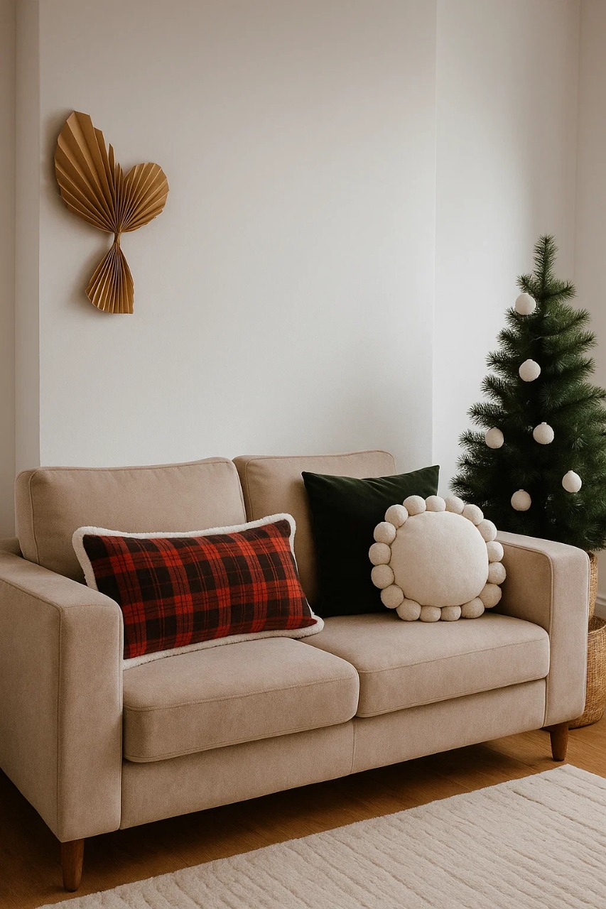 SET NAVIDEÑO CUADROS Y POMPONES ESTILO NÓRDICO 45X45CM ZALMOHADAS - 4