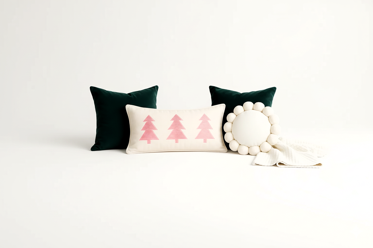 SET NAVIDEÑO COJINES + MANTA ESTILO NÓRDICO 5 UNIDADES ZALMOHADAS - 1