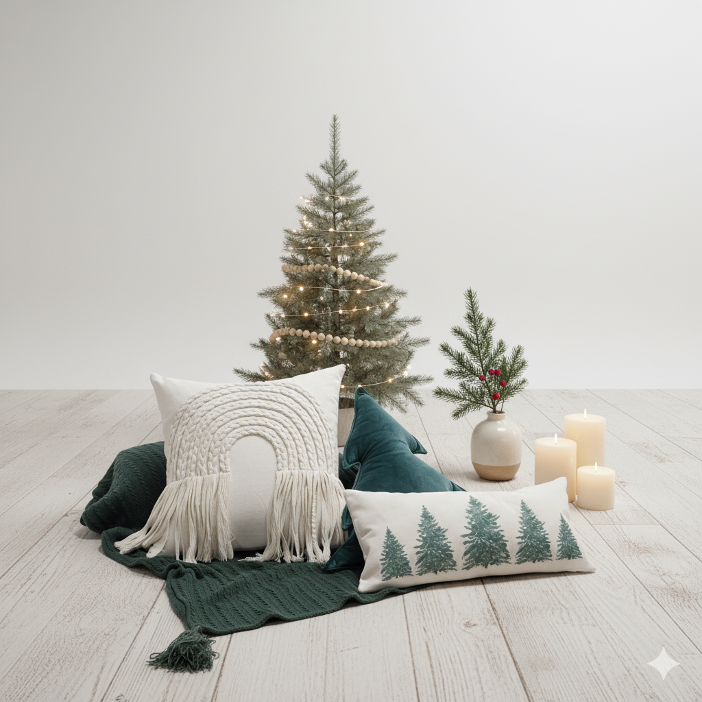 SET NAVIDAD VERDE ESTILO FARM HOUSE – 4 UNIDADES ZALMOHADAS - 5