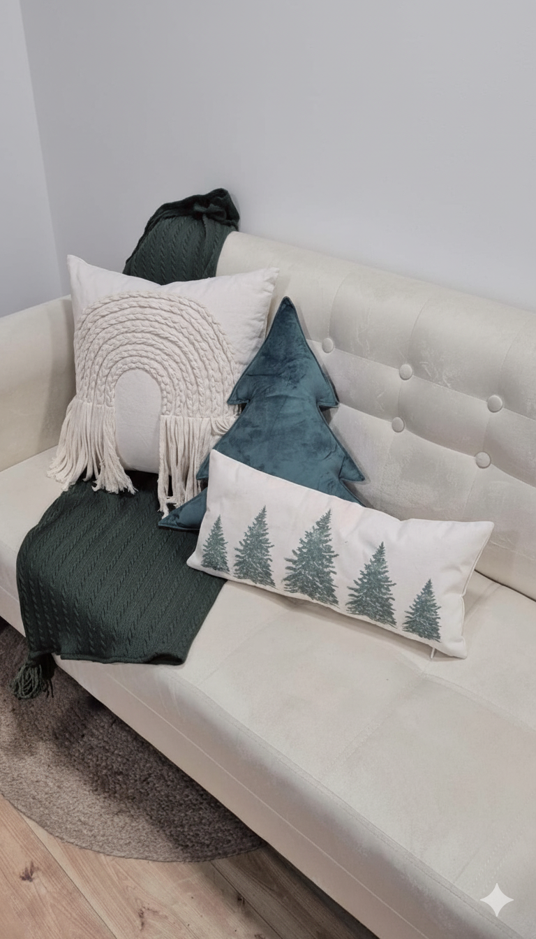 SET NAVIDAD VERDE ESTILO FARM HOUSE – 4 UNIDADES ZALMOHADAS - 6