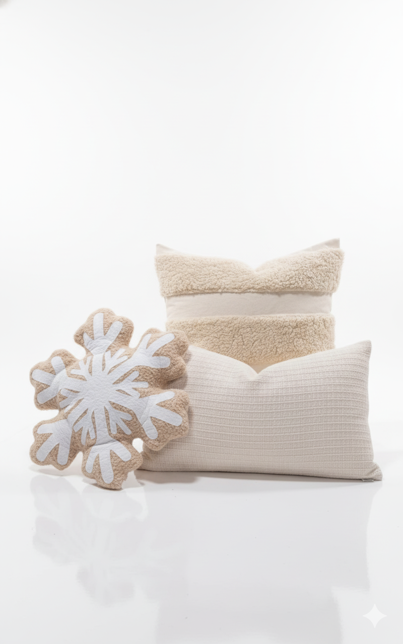 SET COJINES NAVIDEÑOS (3 UNIDADES) EN TONOS BEIGES – ESTILO NÓRDICO ZALMOHADAS - 1