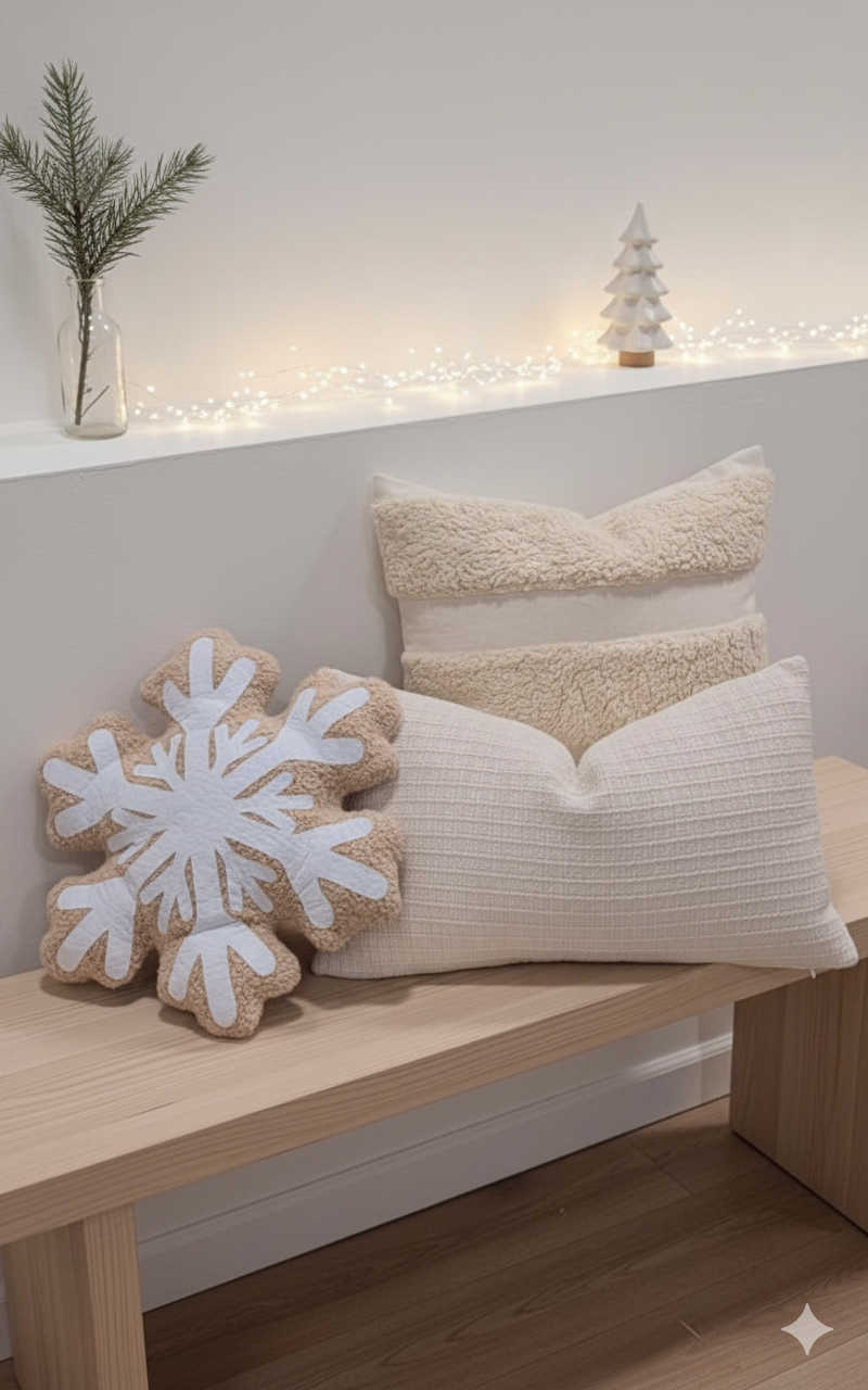 SET COJINES NAVIDEÑOS (3 UNIDADES) EN TONOS BEIGES – ESTILO NÓRDICO ZALMOHADAS - 3