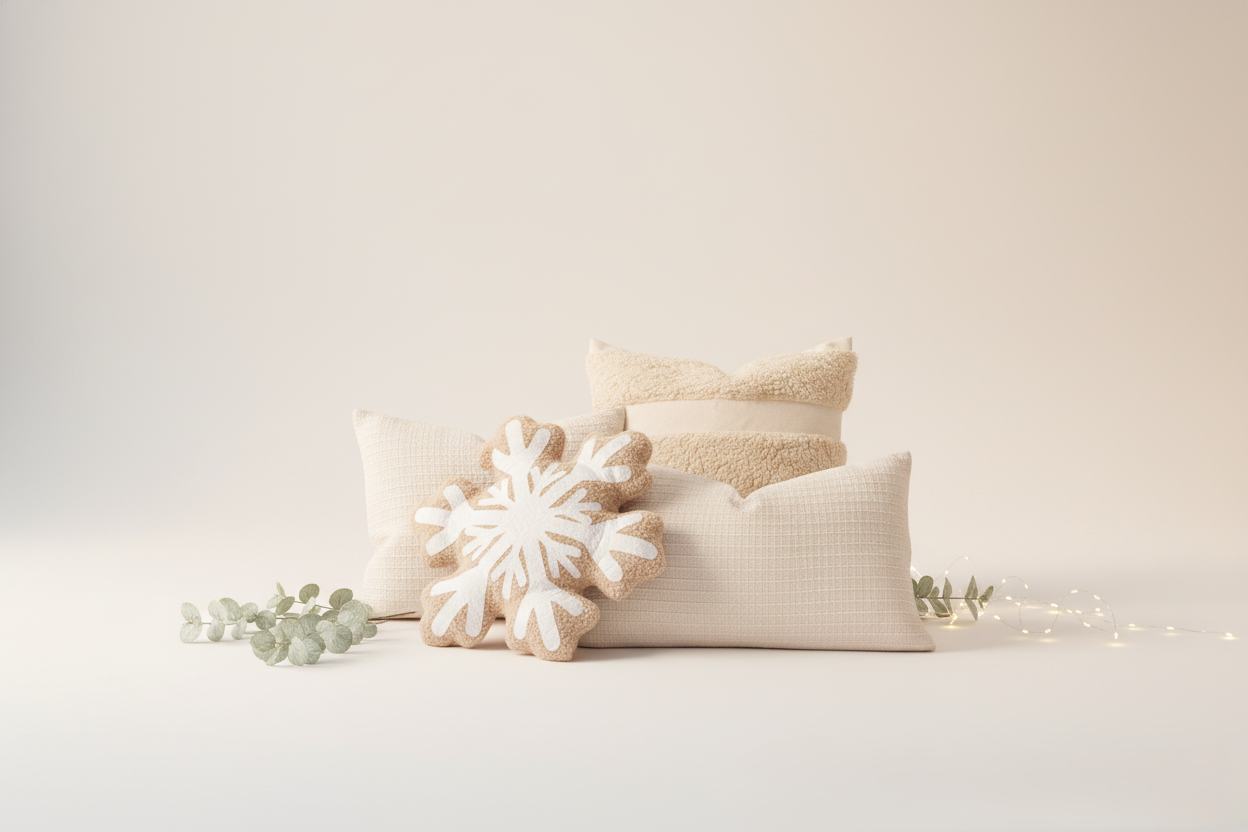 SET COJINES NAVIDEÑOS (3 UNIDADES) EN TONOS BEIGES – ESTILO NÓRDICO ZALMOHADAS - 5