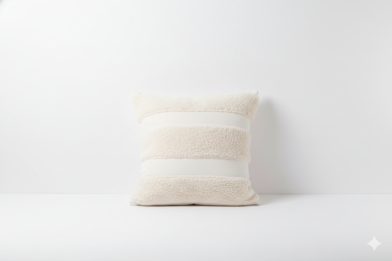 COJÍN BEIGE PELUCHE 45×45 – ESTILO NÓRDICO - 1