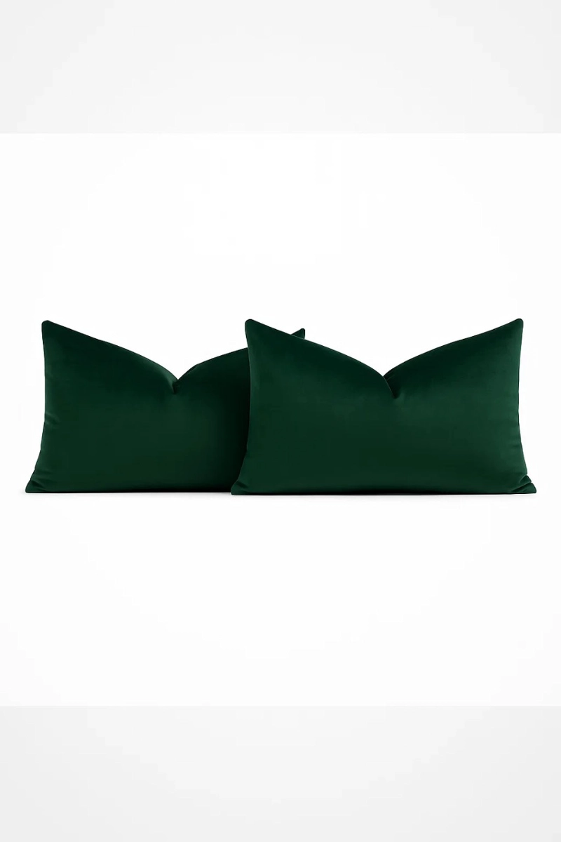 SET DE 2 FUNDAS DECORATIVAS VERDE ESMERALDA ZALMOHADAS – 50X30 CM - 1