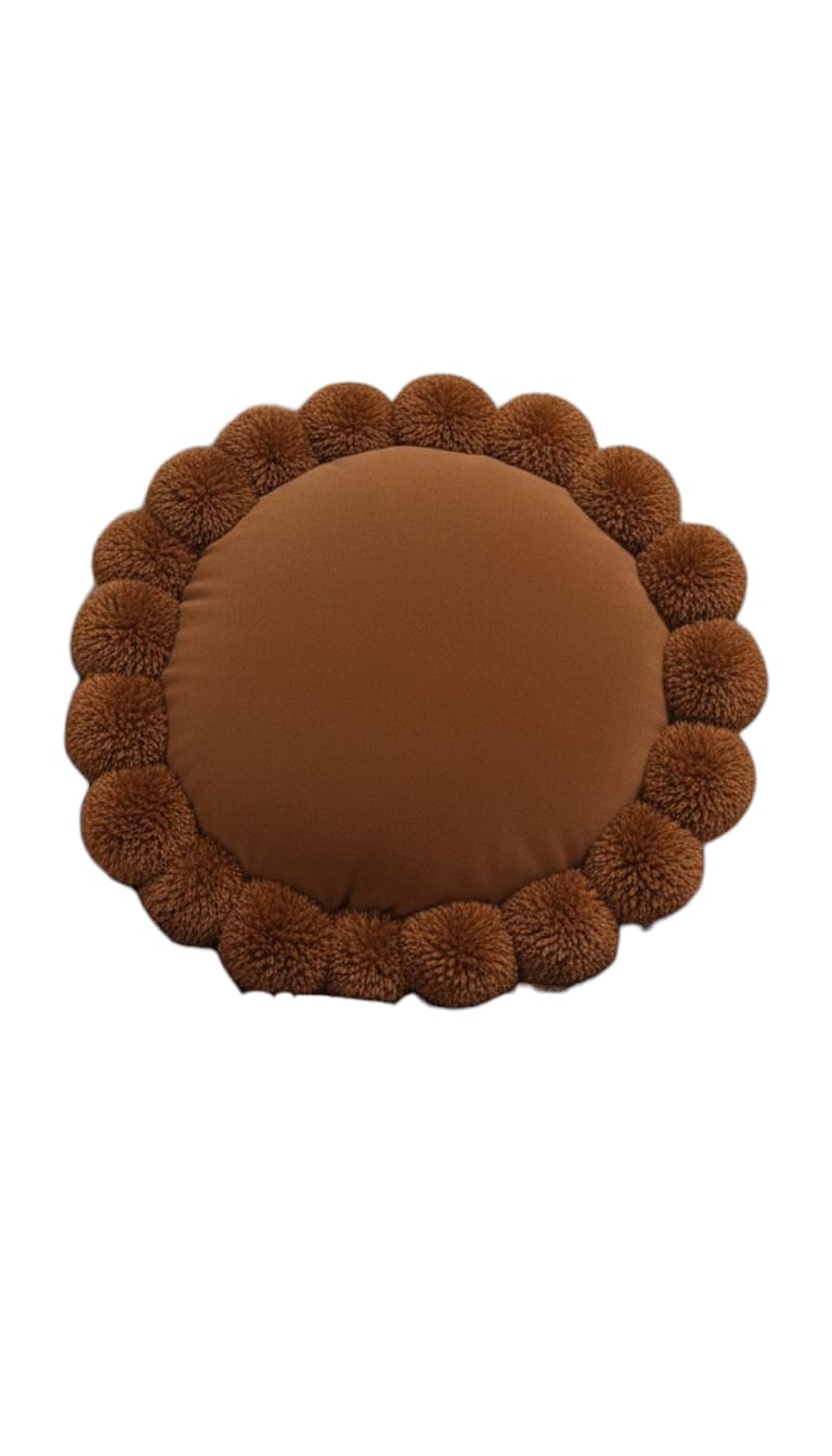 COJÍN REDONDO POM POM 38X38 CM ZALMOHADAS CELESTE BEBÉ – CIELO DE ALGODÓN - 1