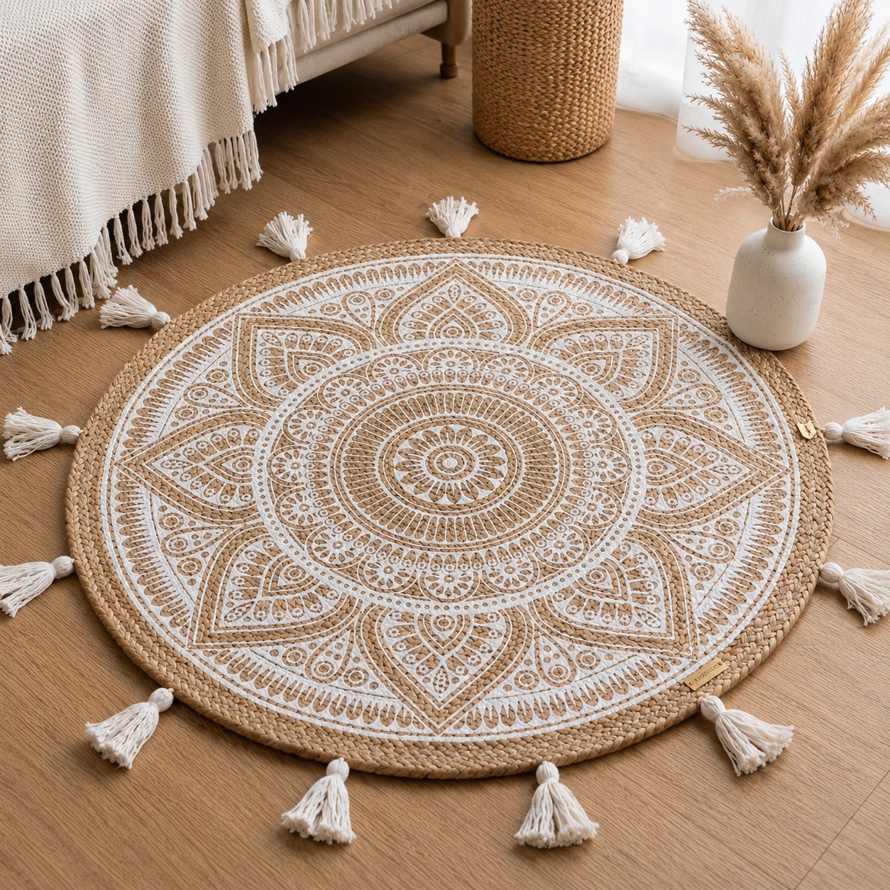 ALFOMBRA BOHEMIA YUTE MANDALA NATURAL 80X80 CM - 4