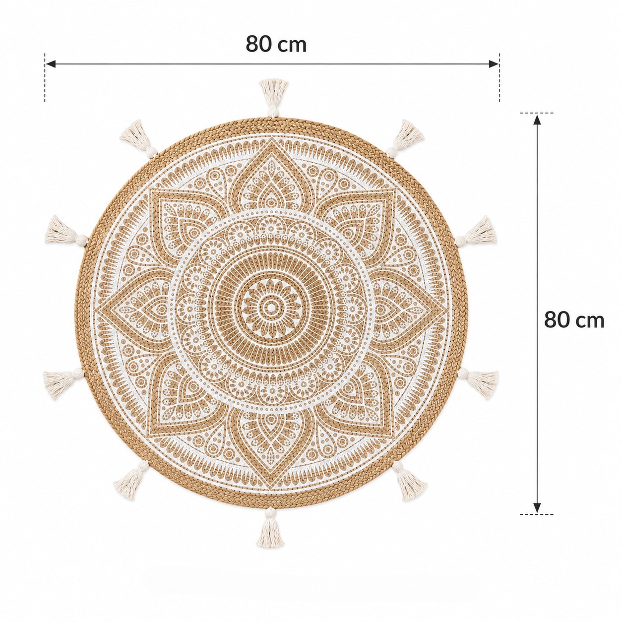 ALFOMBRA BOHEMIA YUTE MANDALA NATURAL 80X80 CM - 6