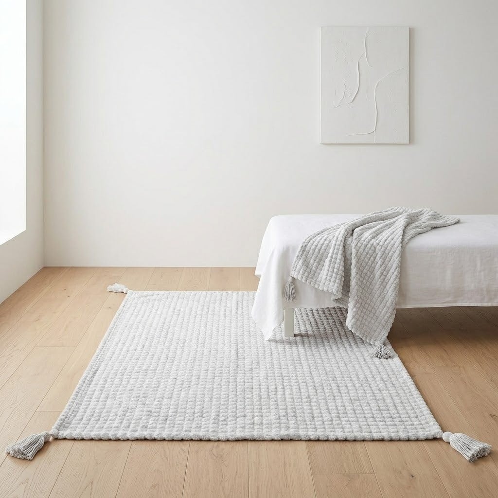 MANTA DOBLE CARA WAFFER BLANCO NIEVE PURA 140X90CM - 3