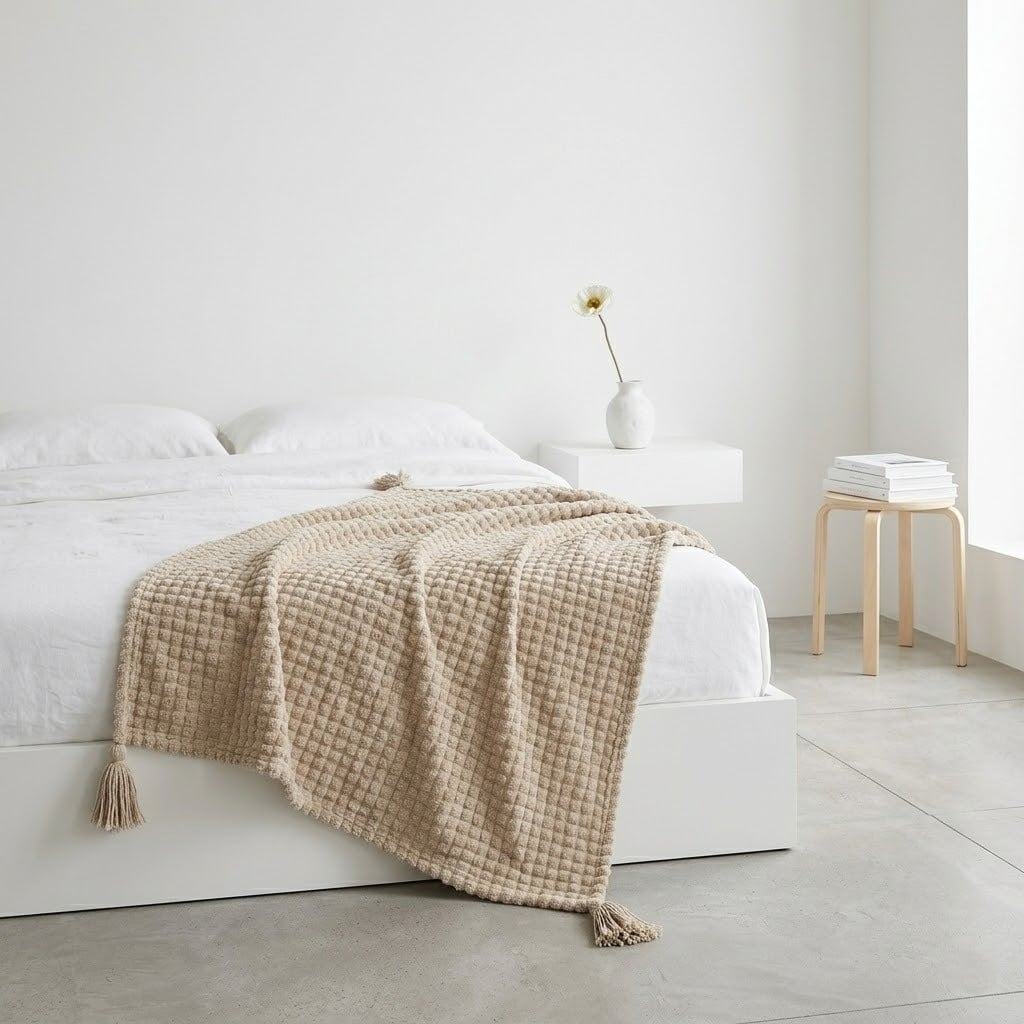 MANTA DOBLE CARA WAFFER BEIGE CAMEL ARENA 140X90CM - 2