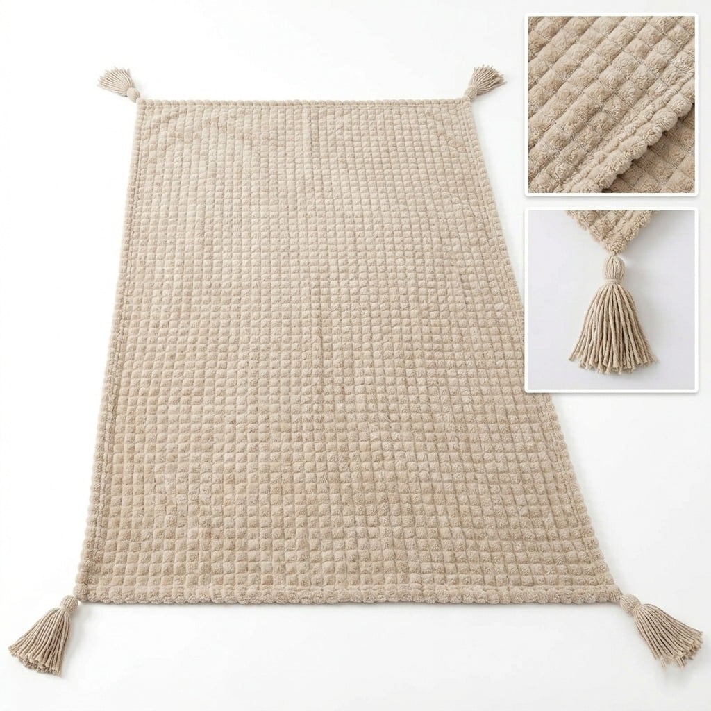MANTA DOBLE CARA WAFFER BEIGE CAMEL ARENA 140X90CM - 5
