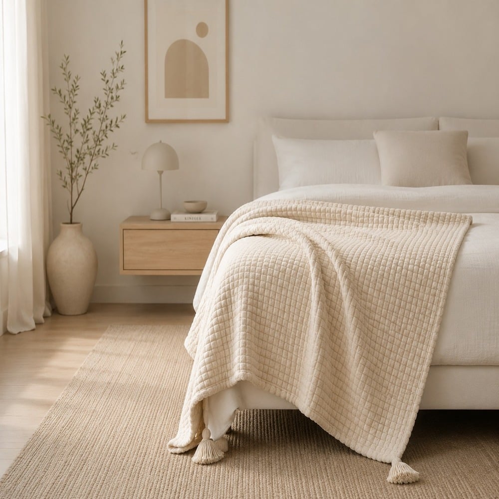 MANTA DOBLE CARA CREMA WAFFER VAINILLA SERENA 140X90CM - 2