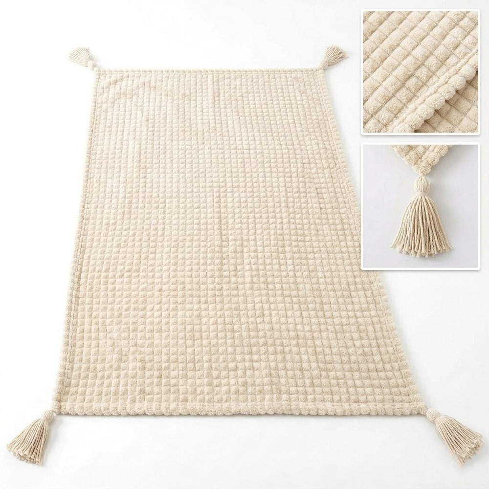 MANTA DOBLE CARA CREMA WAFFER VAINILLA SERENA 140X90CM - 4