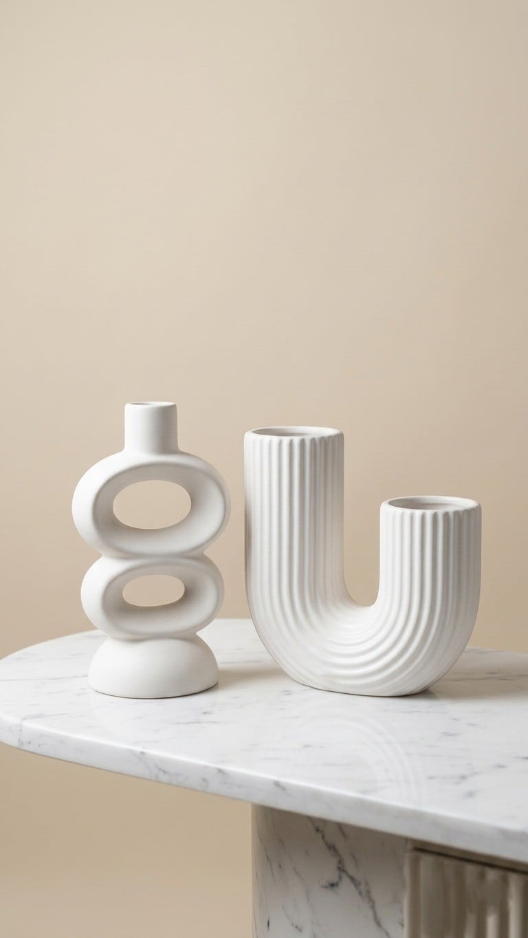 PACK JARRONES DECORATIVOS MINIMALIST BLANCO 2 PIEZAS ZALMOHADAS - 1