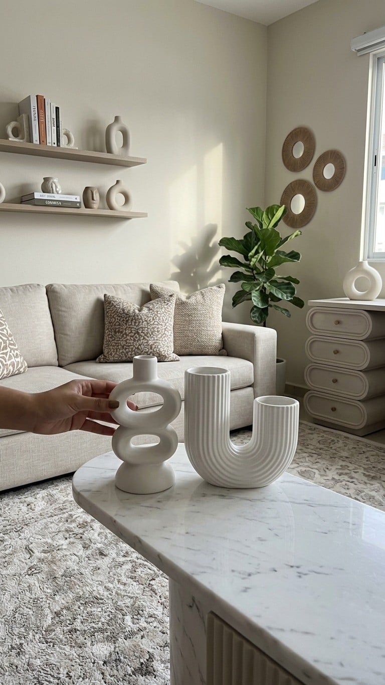 PACK JARRONES DECORATIVOS MINIMALIST BLANCO 2 PIEZAS ZALMOHADAS - 2