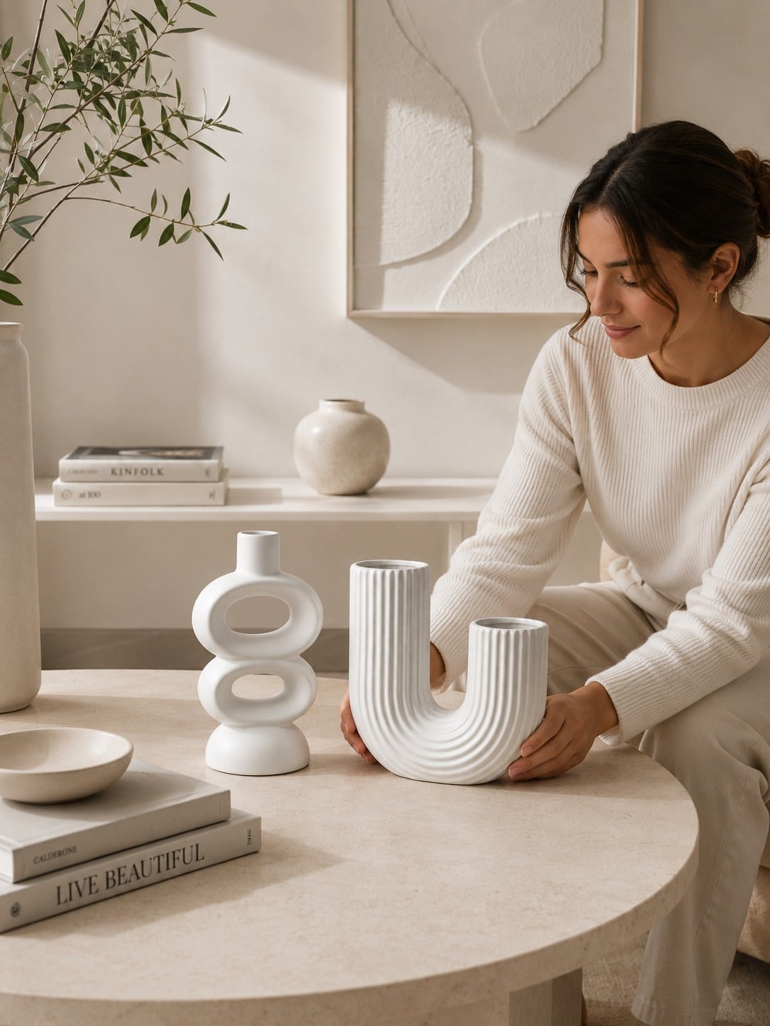 PACK JARRONES DECORATIVOS MINIMALIST BLANCO 2 PIEZAS ZALMOHADAS - 4