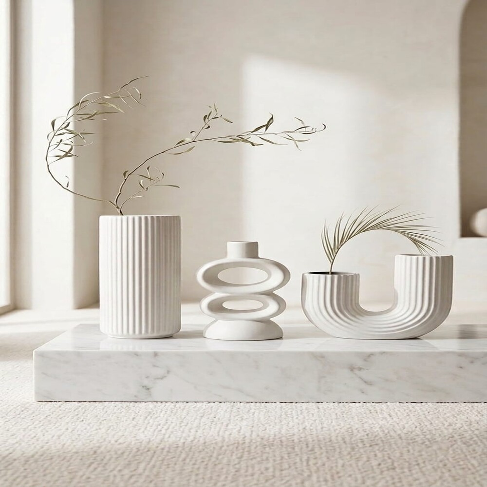 PACK JARRONES DECORATIVOS MINIMALIST BLANCO 3 PIEZAS ZALMOHADAS - 5