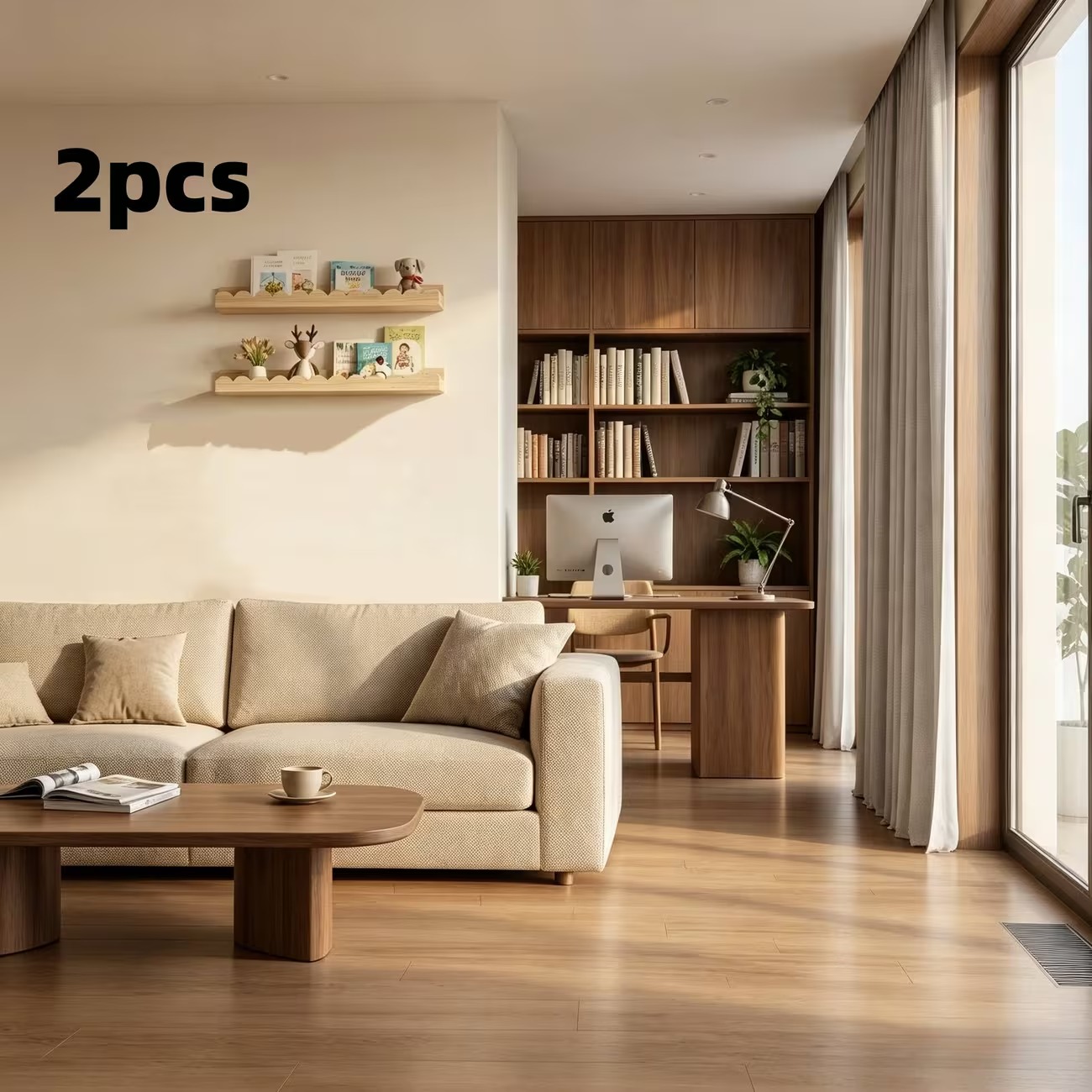 SET DE 2 ESTANTES FLOTANTES RÚSTICOS DE MADERA TIPO TRONCO ZALMOHADAS - 5