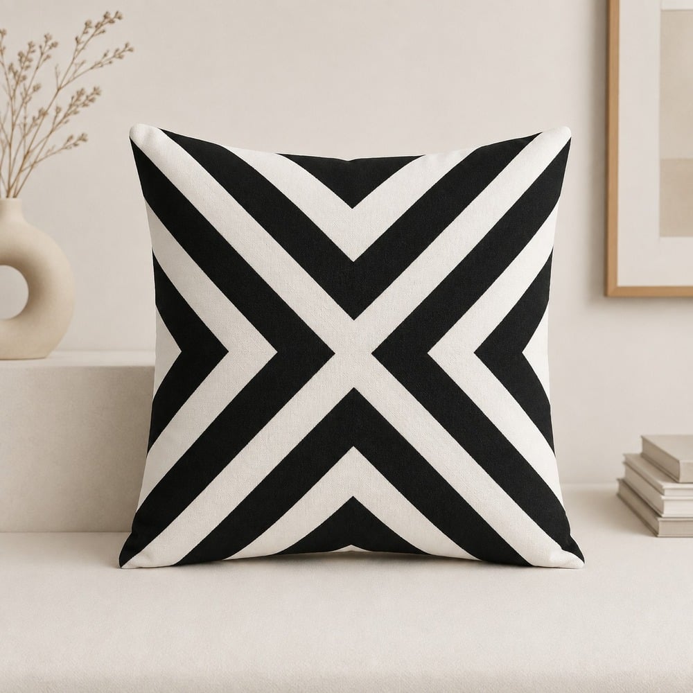 FUNDA DE COJÍN CHEVRON BLACK 40×40 CM - 1