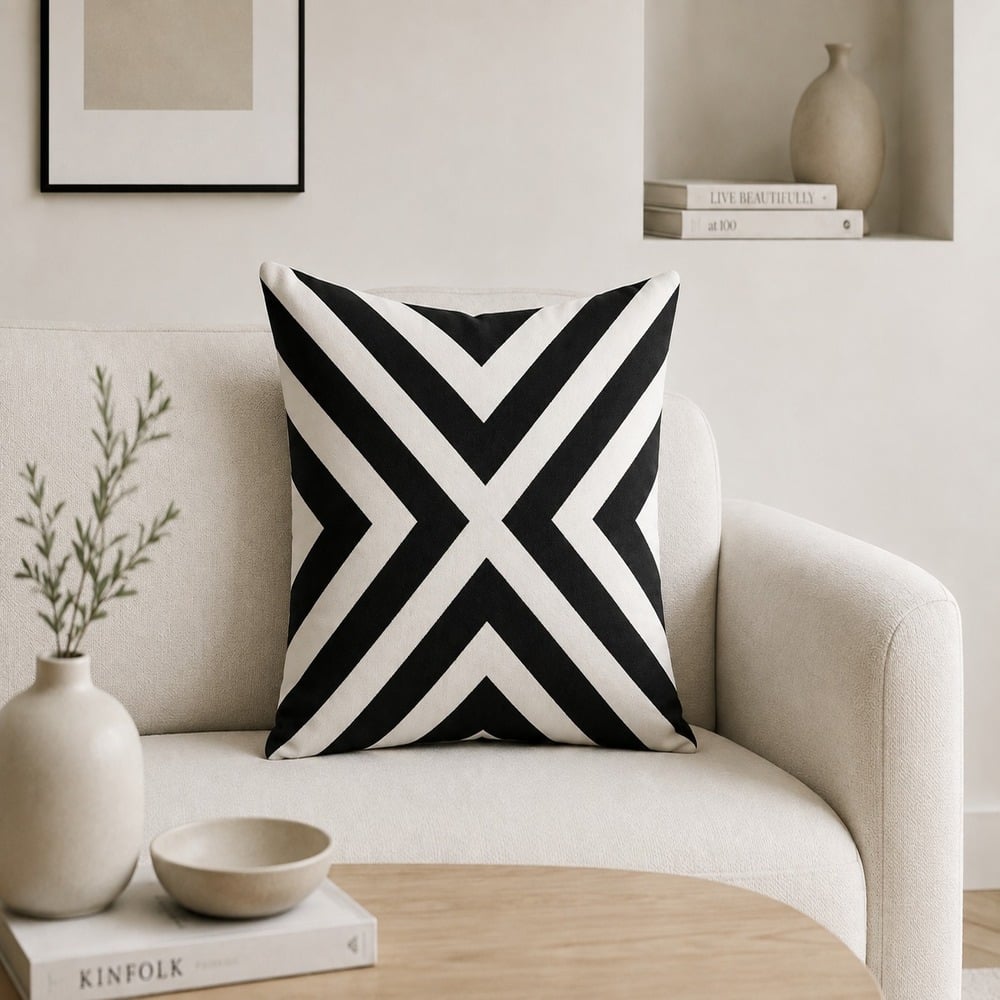 FUNDA DE COJÍN CHEVRON BLACK 40×40 CM - 2