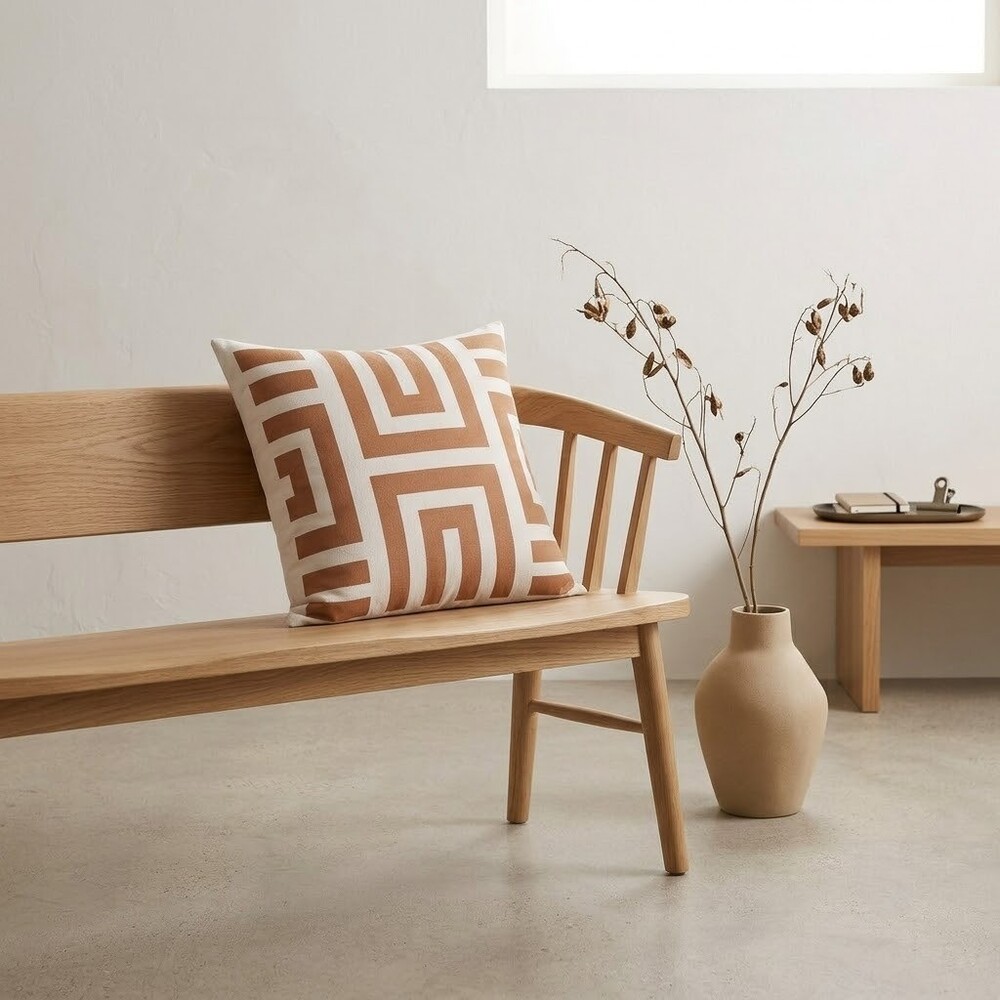 FUNDA COJÍN LABERINTO TERRACOTA 40×40 CM - 4