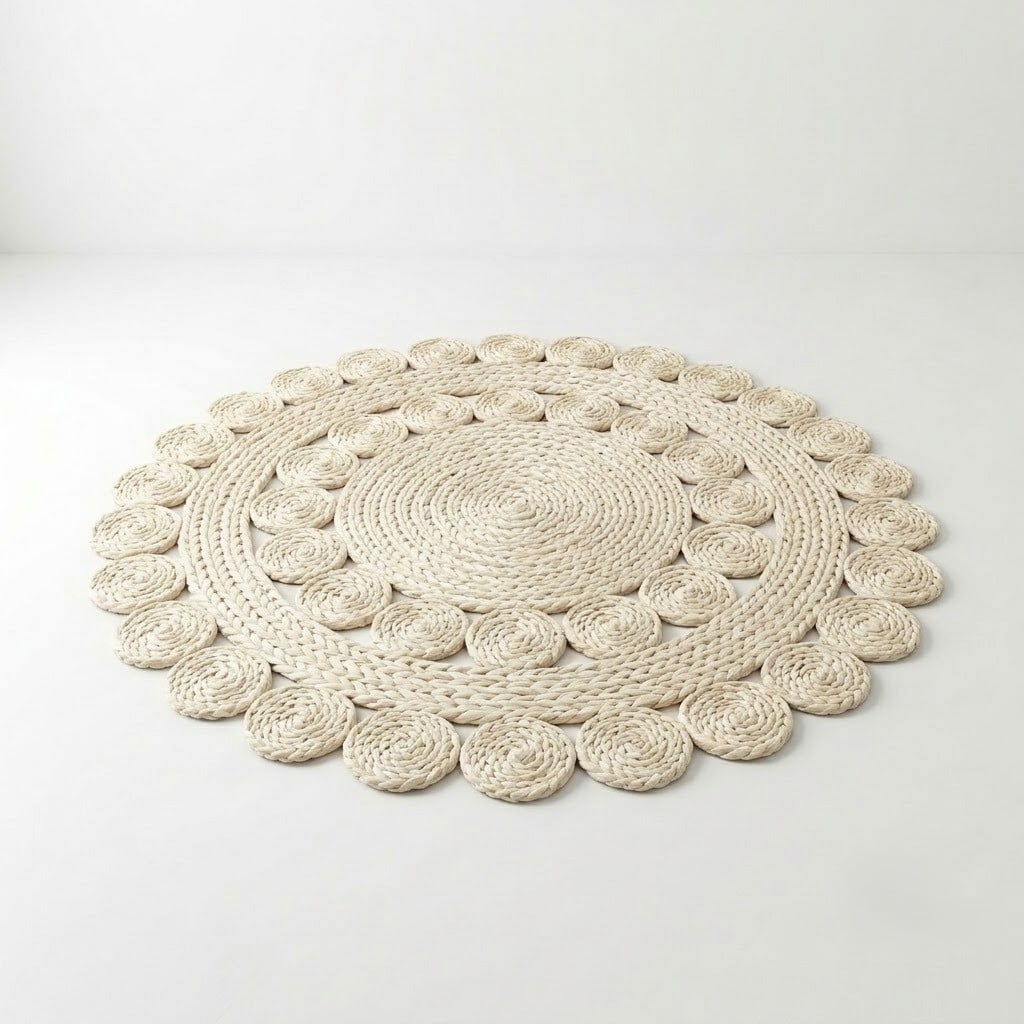 ALFOMBRA BOHEMIO PERLA DE FIBRA NATURAL 120 X 120 CM - 1