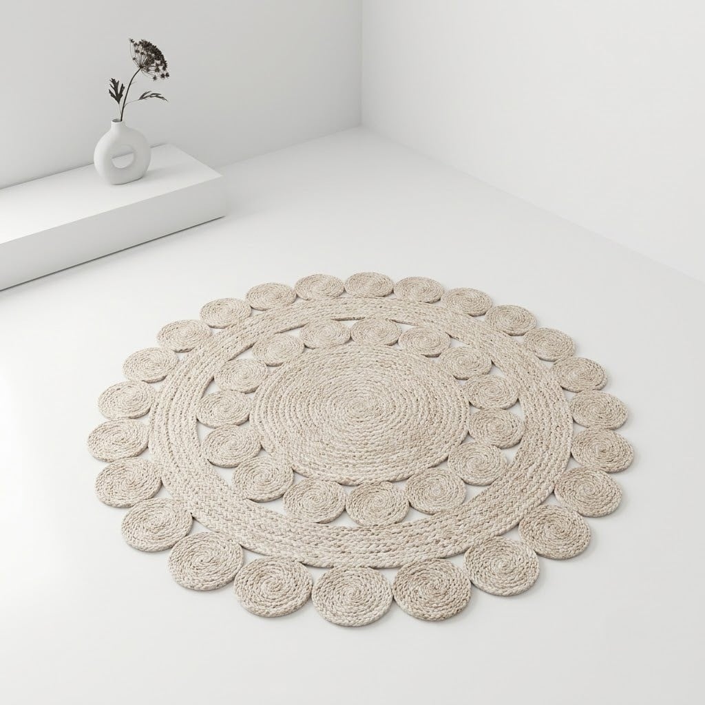 ALFOMBRA BOHEMIO PERLA DE FIBRA NATURAL 120 X 120 CM - 2
