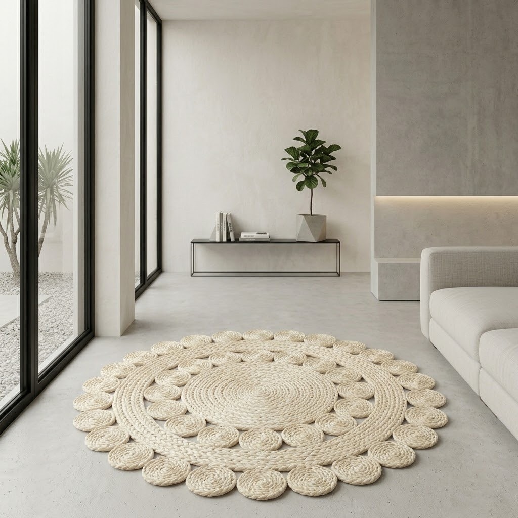 ALFOMBRA BOHEMIO PERLA DE FIBRA NATURAL 120 X 120 CM - 5