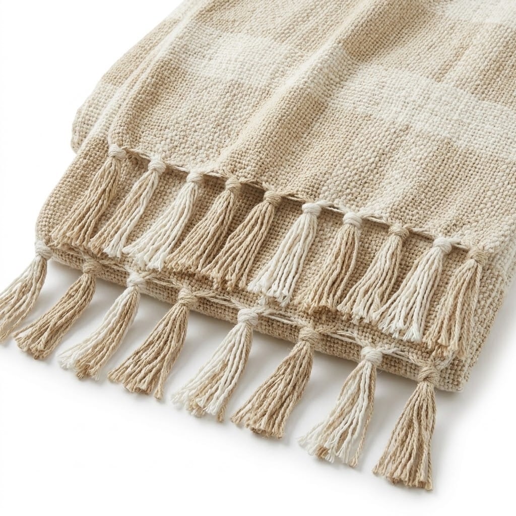MANTA BOHEMIA NATIVA HUESO Y BEIGE 200X200 CM ZALMOHADAS - 2