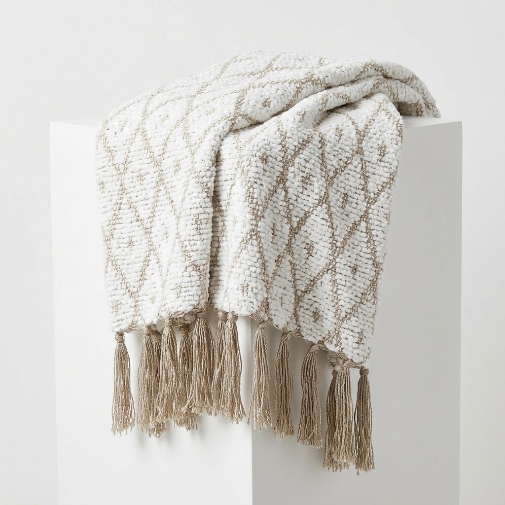 MANTA BOHEMIA ROMBOS DE ARENA 130X170 CM - 1