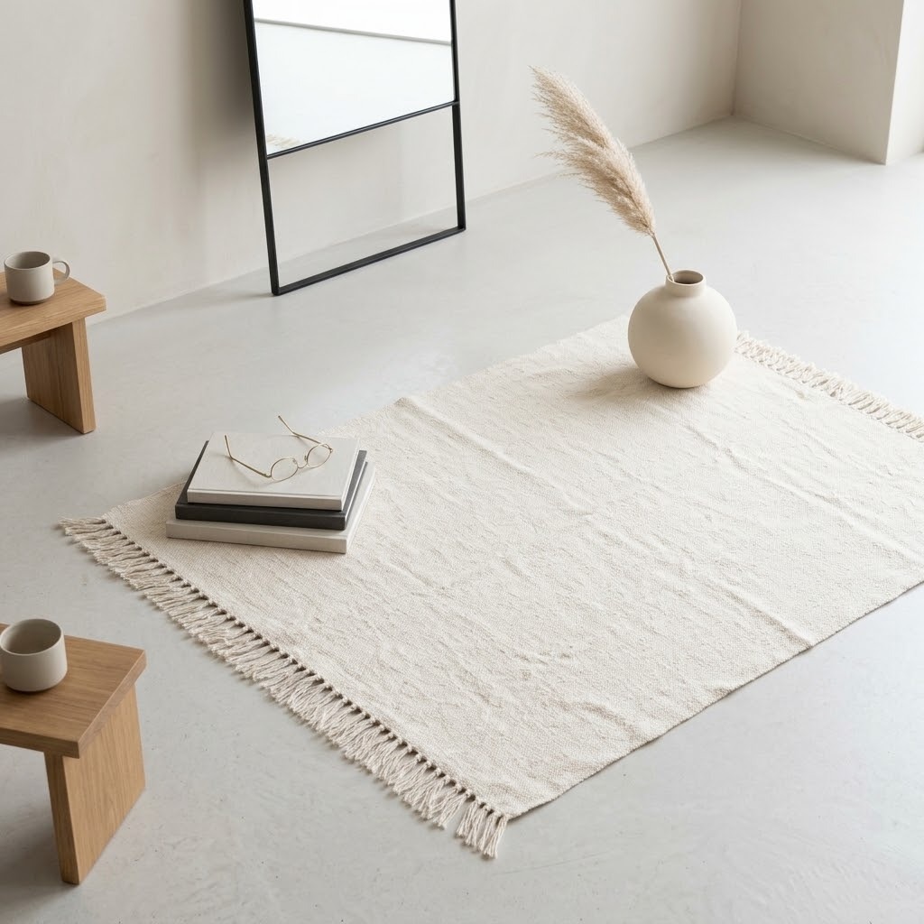 MANTA NÓRDICA BOHO DE ALGODÓN TEJIDO CON BORLAS 130X170 CM - 8