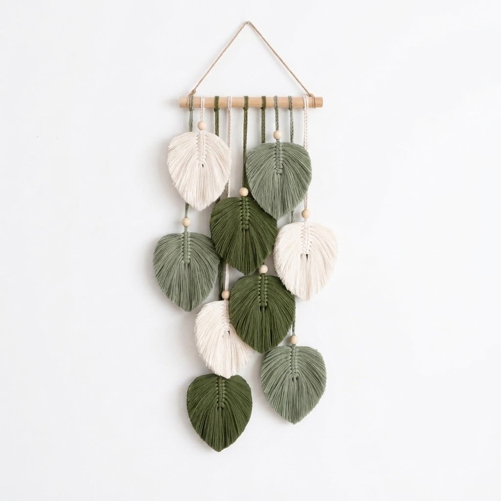 ADORNO COLGANTE HOJAS MACRAMÉ 55 CM - 1