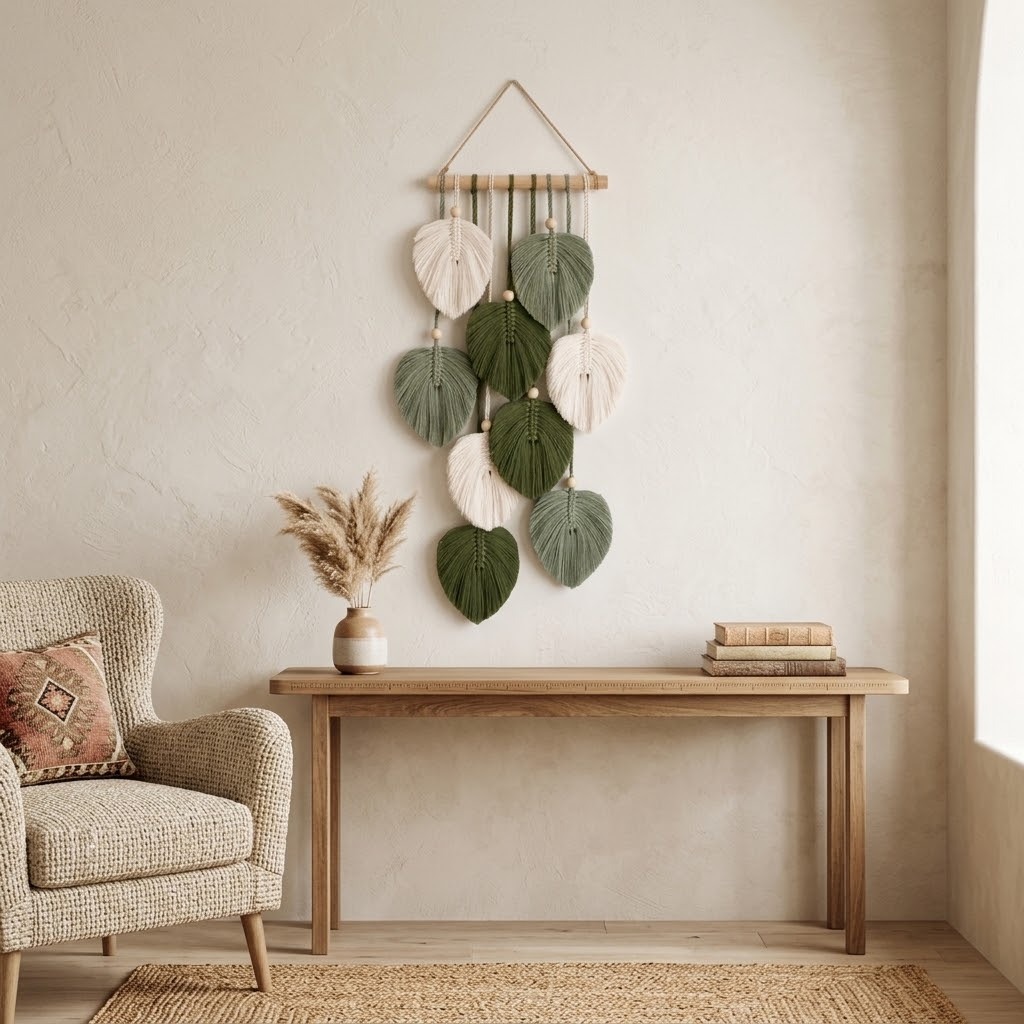ADORNO COLGANTE HOJAS MACRAMÉ 55 CM - 4