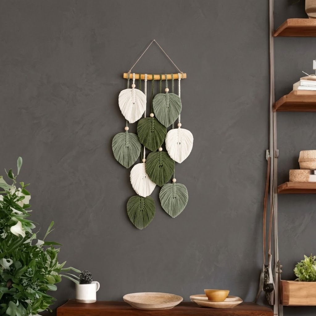 ADORNO COLGANTE HOJAS MACRAMÉ 55 CM - 5
