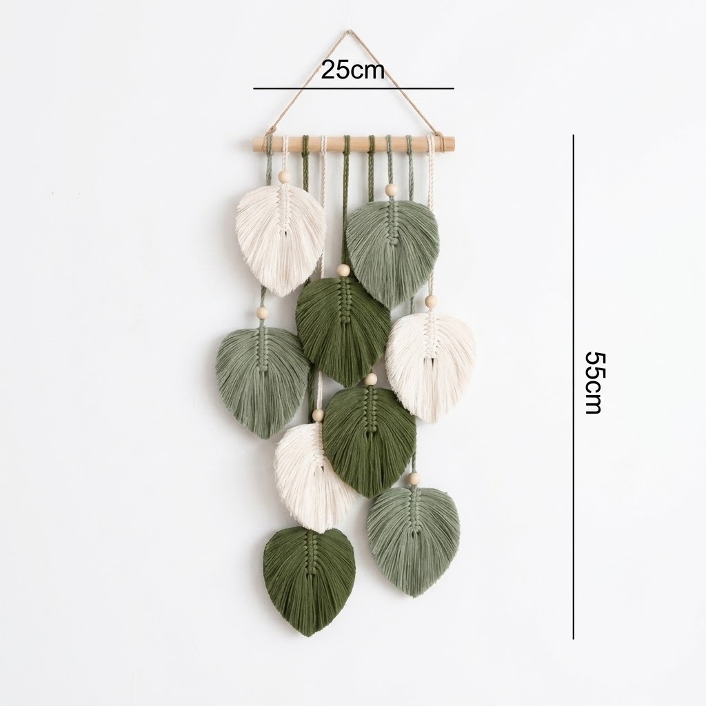 ADORNO COLGANTE HOJAS MACRAMÉ 55 CM - 6