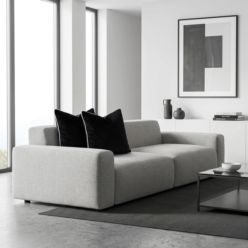 SET DÚO NEGRO ÓNIX – RIBETE IVORY (40×40 CM) - 6