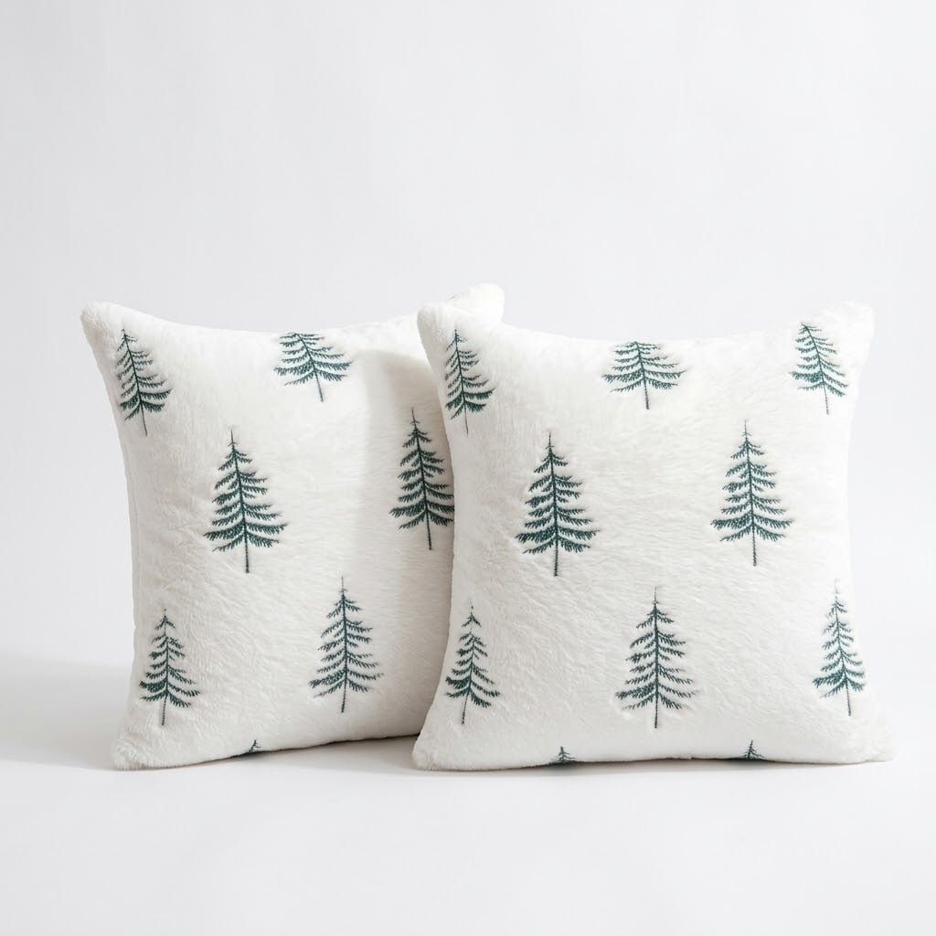 PACK X2 COJINES WINTER TREES BLANCO PREMIUM ZALMOHADAS – 45 × 45 CM - 1