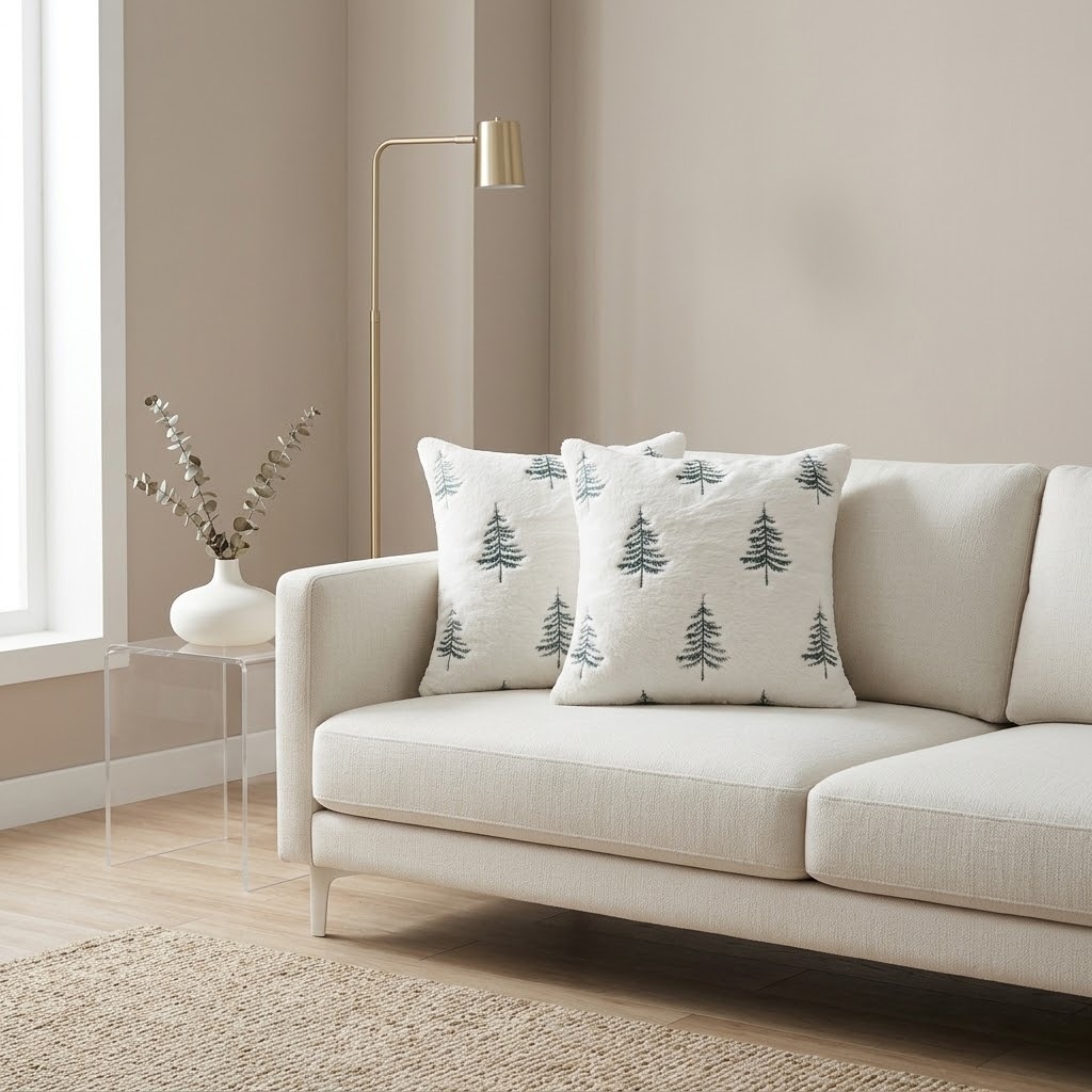 PACK X2 COJINES WINTER TREES BLANCO PREMIUM ZALMOHADAS – 45 × 45 CM - 3