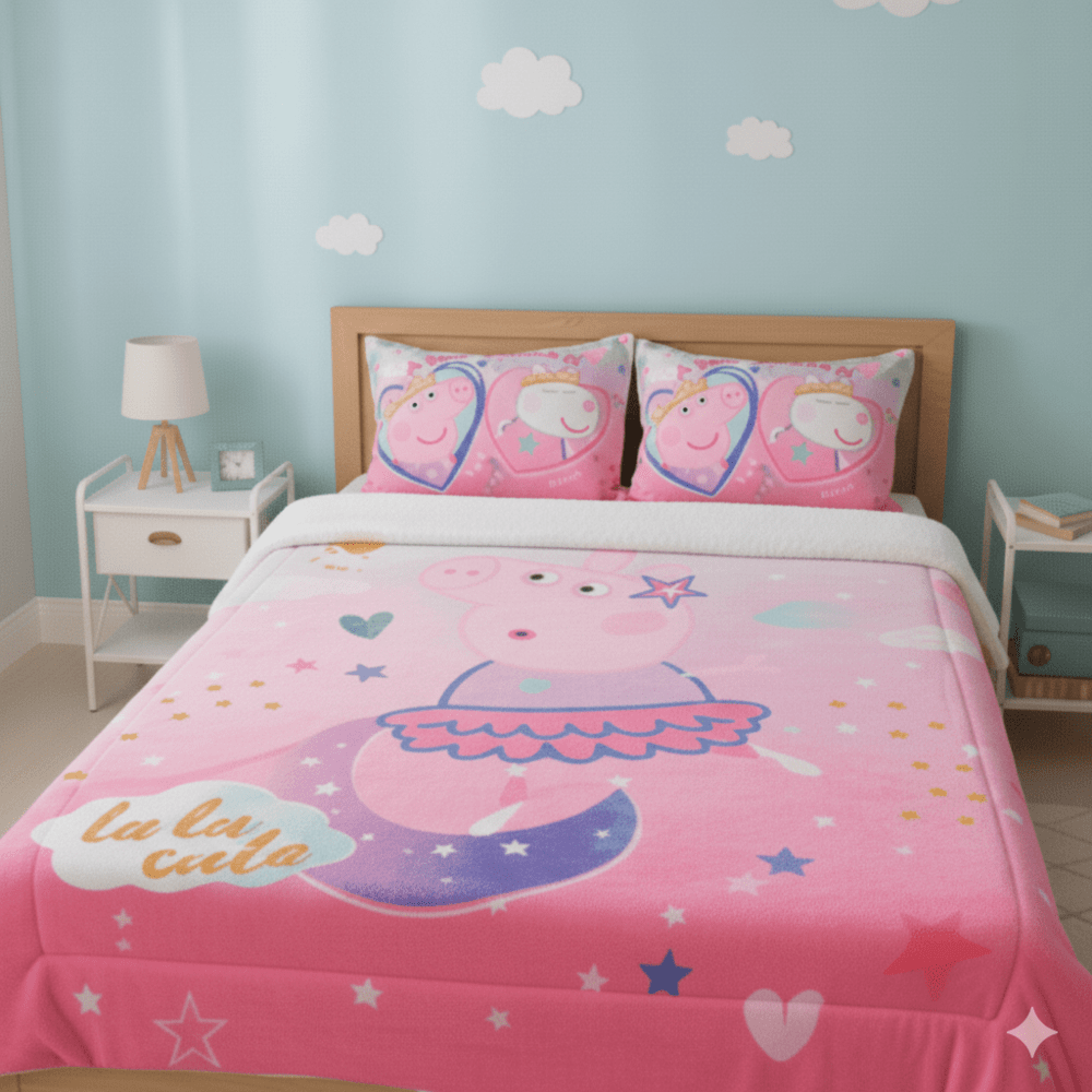 EDREDON NIÑA FLANELL REVERSO SHERPA + 1 FDA SHAM 1.5PLZ PEPPA PIG - 3
