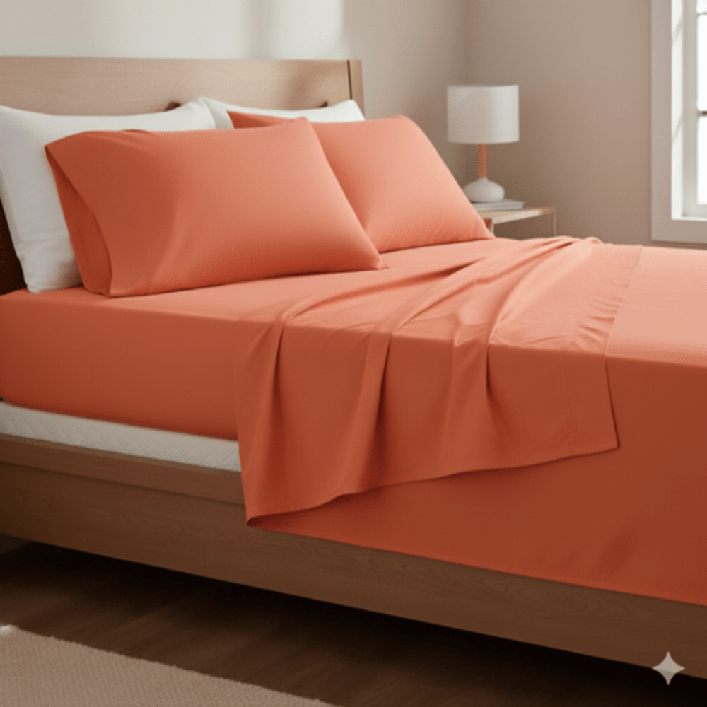 JUEGO DE SÁBANAS 100% ALGODON  TERRACOTA 1.5 PLAZAS  FREE HOME - 1