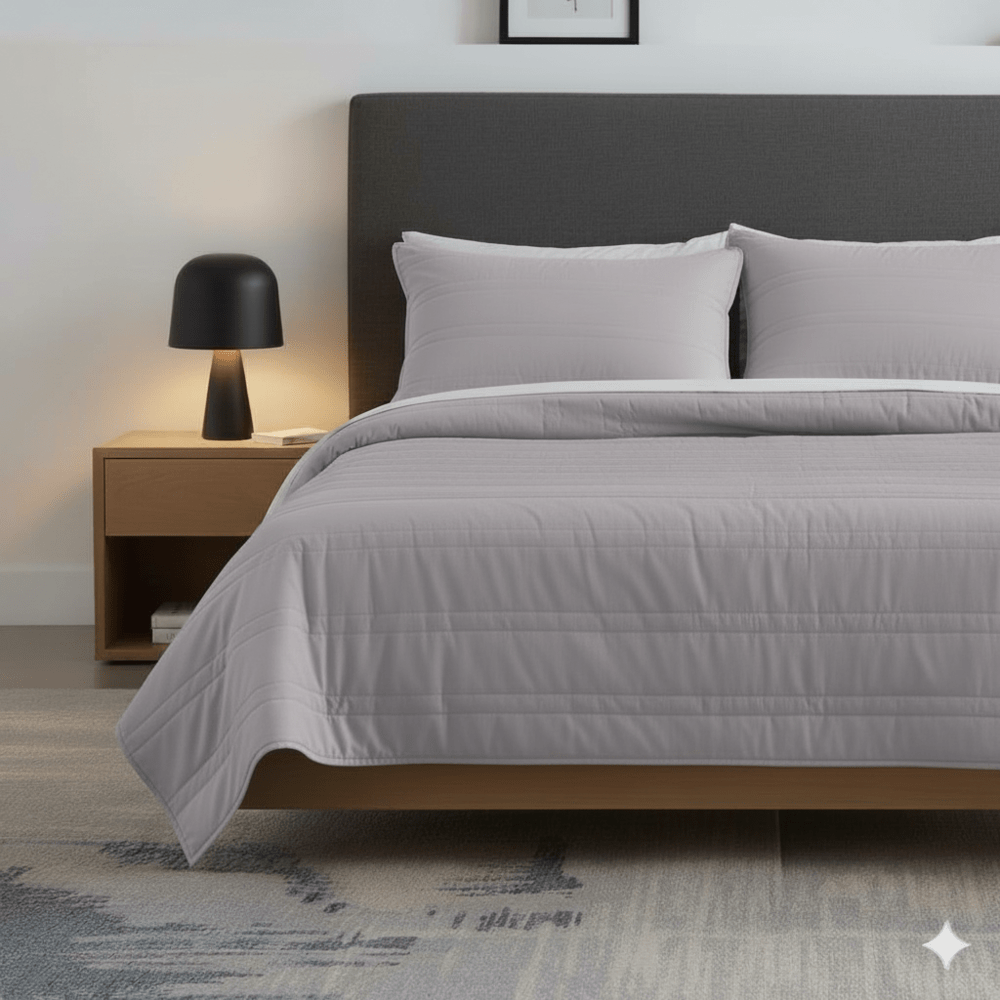 CUBRECAMA LILA 100% ALGODON C/FUNDA SHAM 2PLZ 220 HILOS FREE HOME PREMIUM - 2