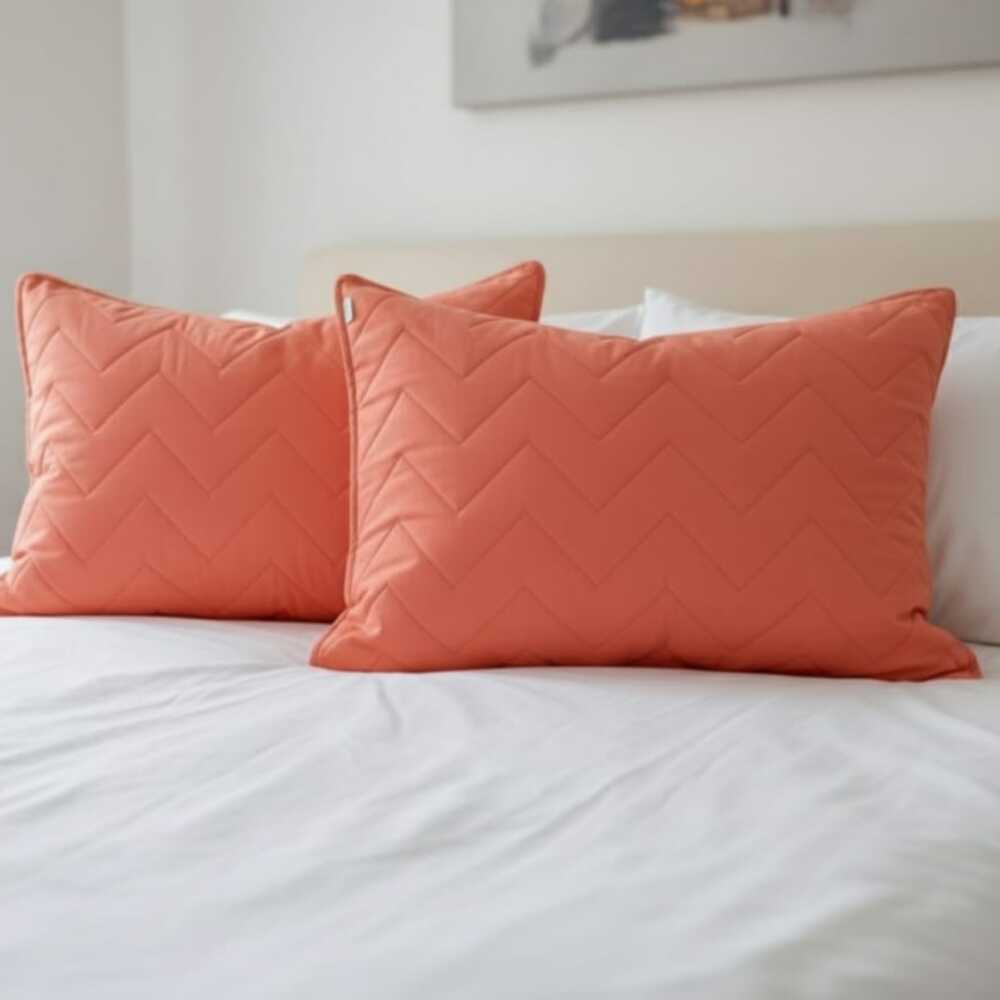 SET DE 2 FUNDA DECORATIVA ACOLCHADA 100% ALGODON TERRACOTA 70 X 50 CM - 1