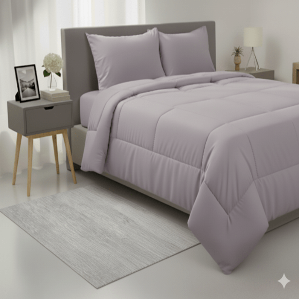 EDREDON 100% ALGODON 220 HILOS LILA 2 PLAZAS CON FUNDA SHAM FREE HOME PREMIUM - 1