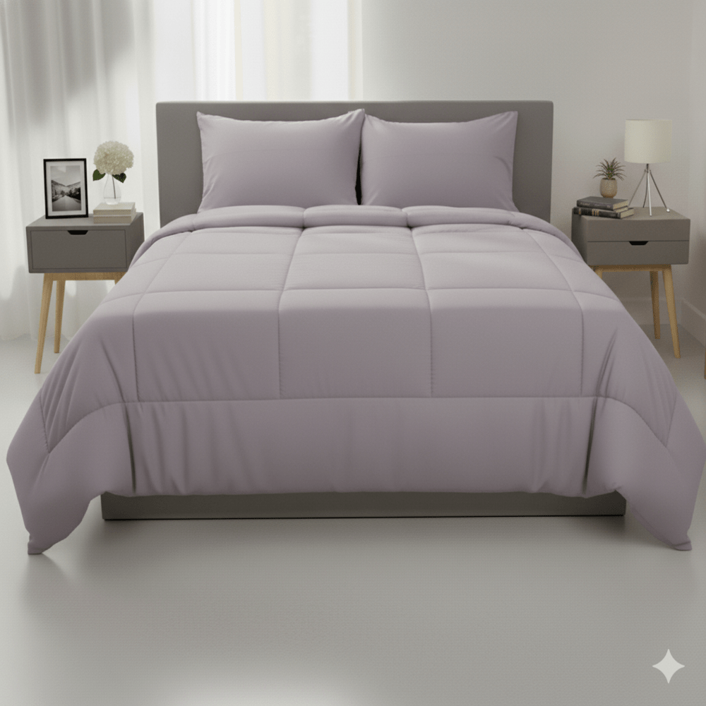 EDREDON 100% ALGODON 220 HILOS LILA KING CON FUNDA SHAM FREE HOME PREMIUM - 2