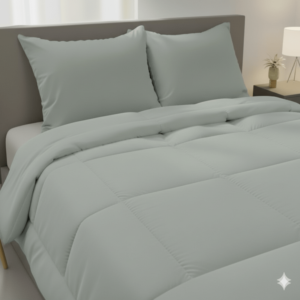 EDREDON 100% ALGODON 220 HILOS VERDE 2 PLAZAS CON FUNDA SHAM FREE HOME PREMIUM - 2