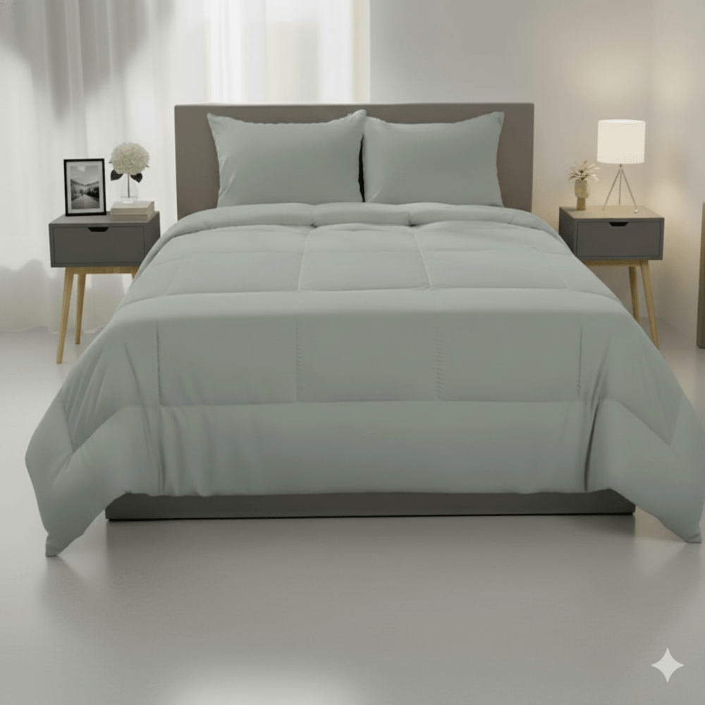 EDREDON 100% ALGODON 220 HILOS VERDE QUEEN CON FUNDA SHAM FREE HOME PREMIUM - 2