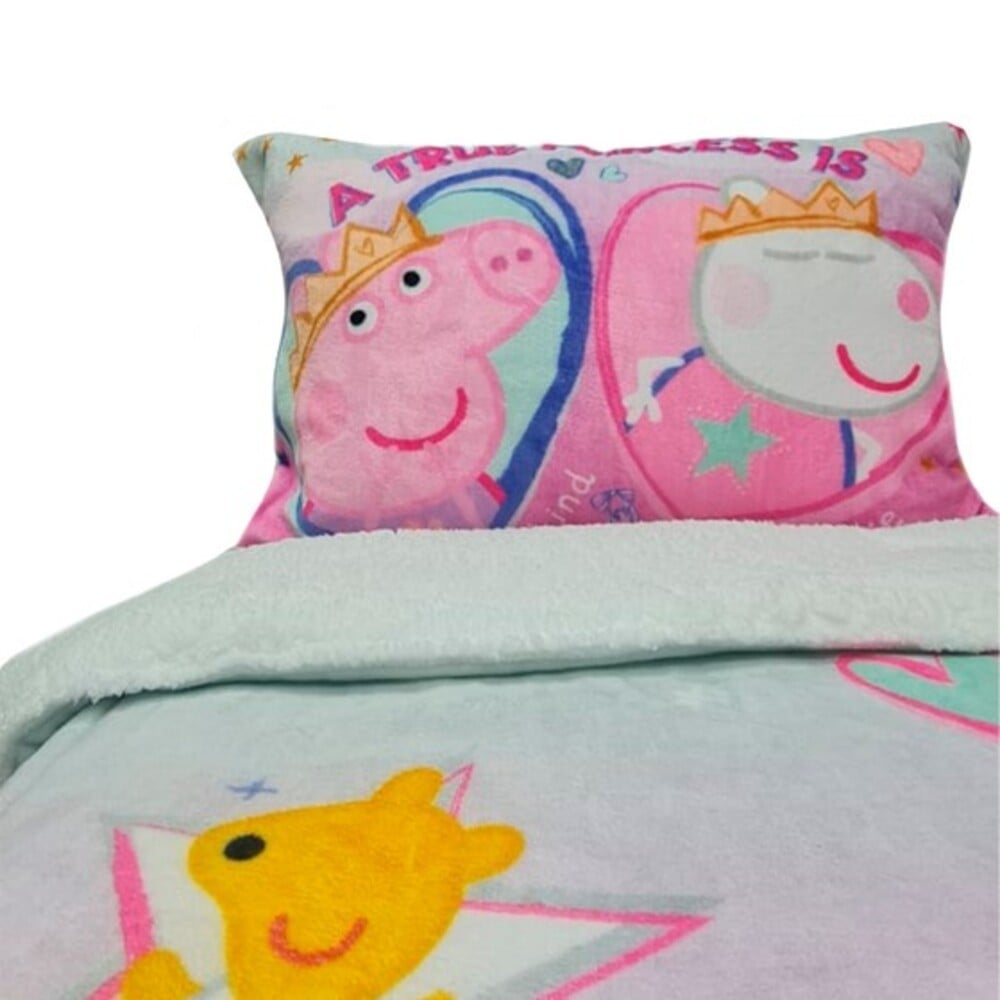 EDREDON NIÑA FLANNEL CON SHERPA Y FUNDA SHAM 2 PLAZAS PEPPA PIG CUTE FREE HOME KIDS - 2