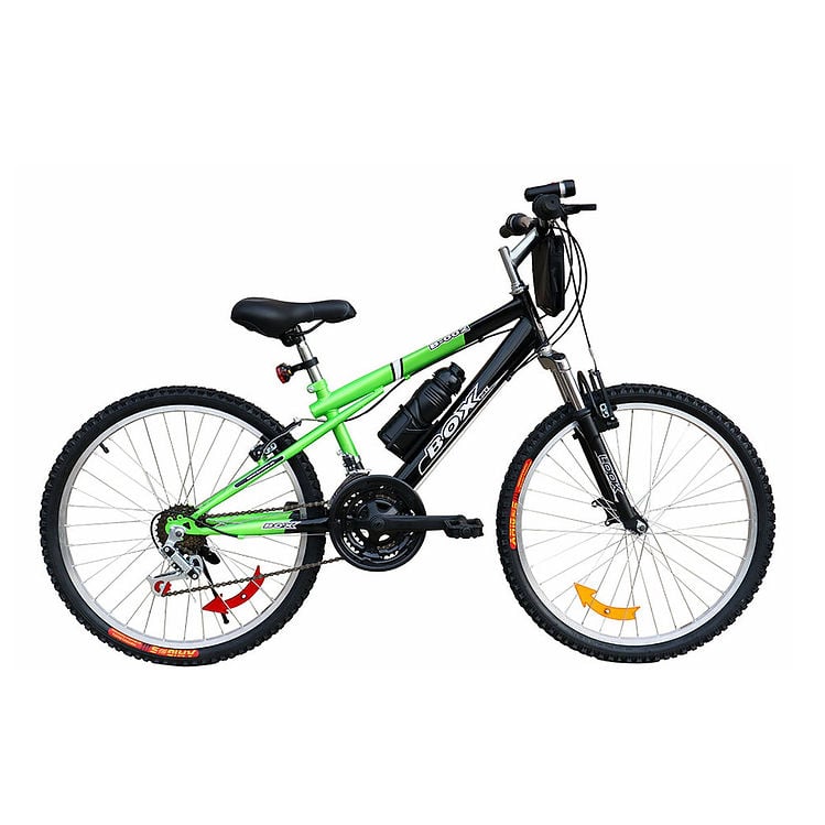 BICICLETA MOUNTAIN BIKE BOX BIKE MTB ARO 24 VERDE NEGRO CON SUSPENSIÓN DELANTERA - 2